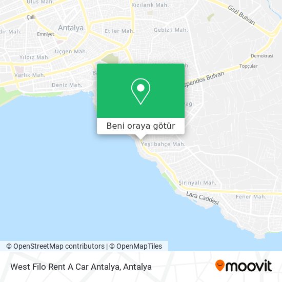 West Filo Rent A Car Antalya harita