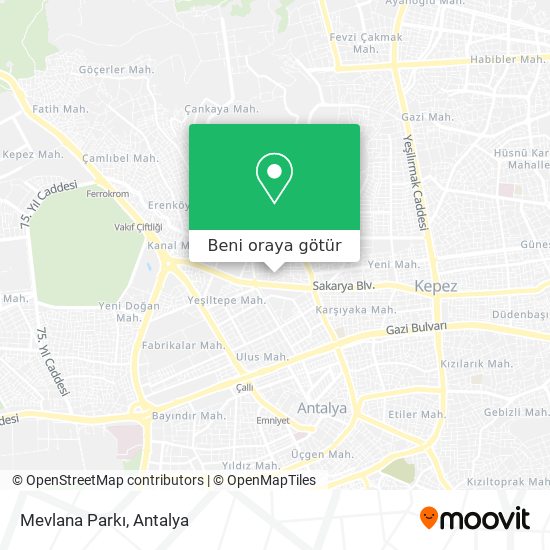 Mevlana Parkı harita