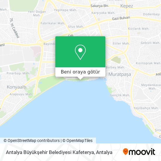 Antalya Büyükşehir Belediyesi Kafeterya harita
