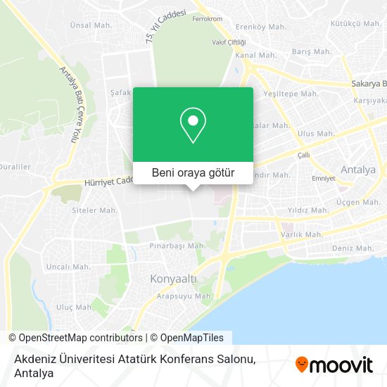 Akdeniz Üniveritesi Atatürk Konferans Salonu harita