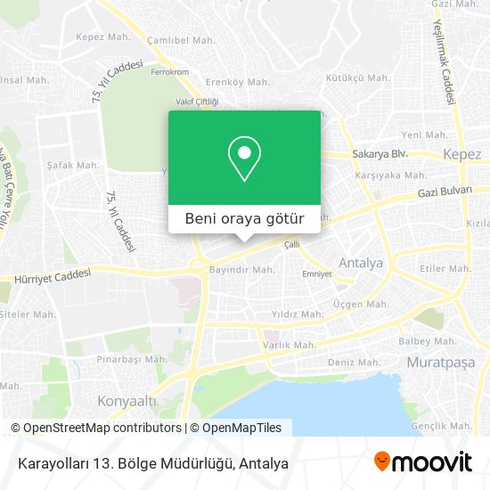 Karayolları 13. Bölge Müdürlüğü harita