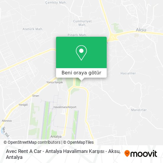 Avec Rent A Car - Antalya Havalimanı Karşısı - Aksu harita