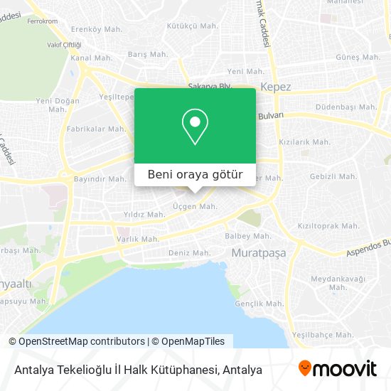 Antalya Tekelioğlu İl Halk Kütüphanesi harita
