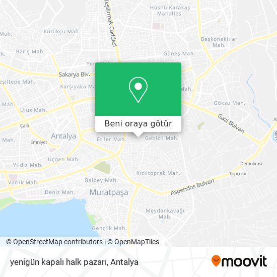 yenigün kapalı halk pazarı harita