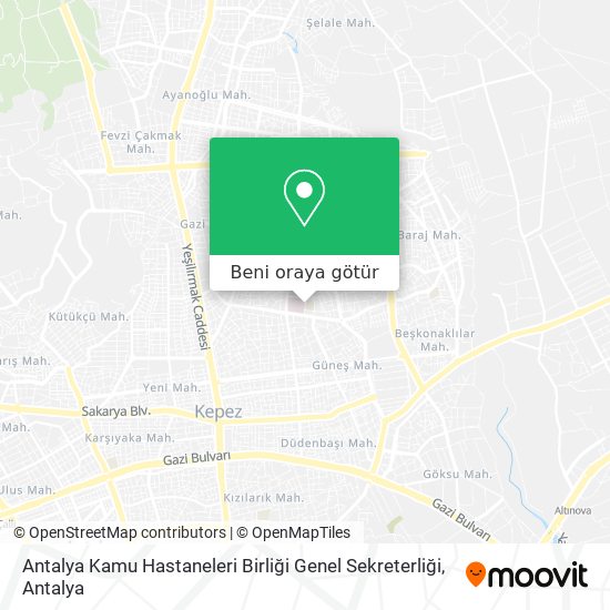Antalya Kamu Hastaneleri Birliği Genel Sekreterliği harita