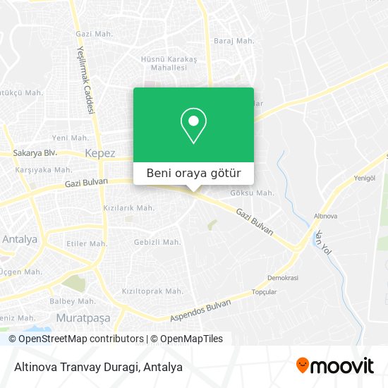 Altinova Tranvay Duragi harita
