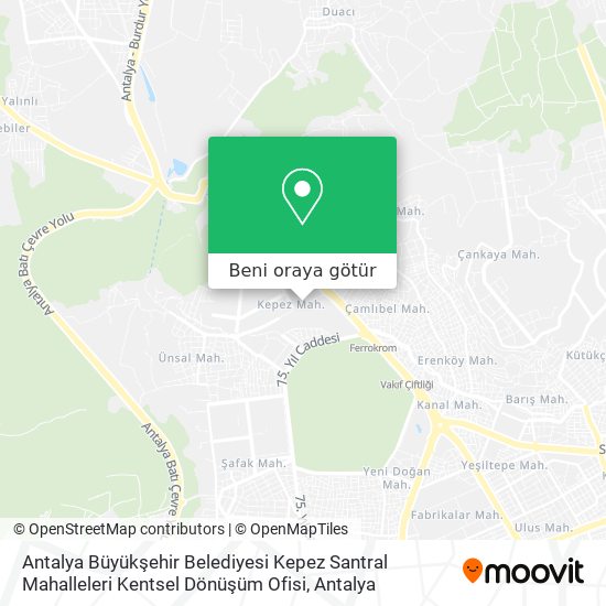 Antalya Büyükşehir Belediyesi Kepez Santral Mahalleleri Kentsel Dönüşüm Ofisi harita