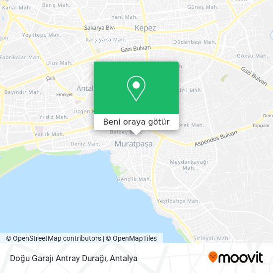 Doğu Garajı Antray Durağı harita