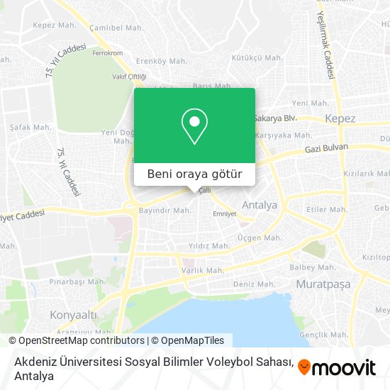 Akdeniz Üniversitesi Sosyal Bilimler Voleybol Sahası harita
