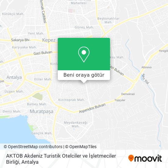 AKTOB Akdeniz Turistik Otelciler ve İşletmeciler Birliği harita