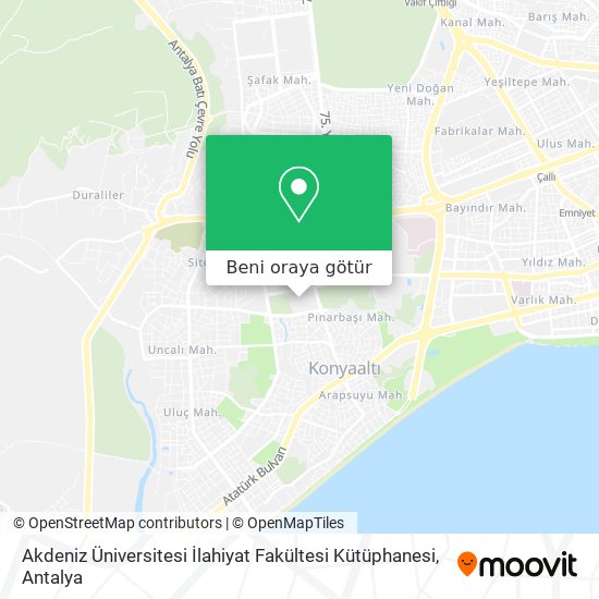 Akdeniz Üniversitesi İlahiyat Fakültesi Kütüphanesi harita