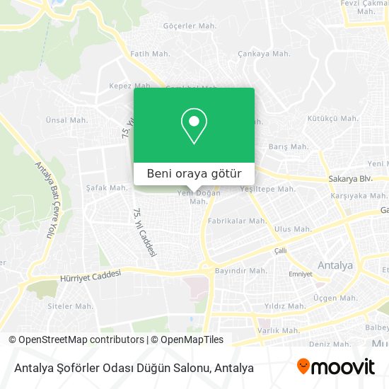 Antalya Şoförler Odası Düğün Salonu harita