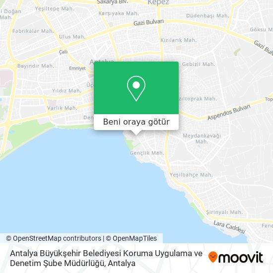 Antalya Büyükşehir Belediyesi Koruma Uygulama ve Denetim Şube Müdürlüğü harita