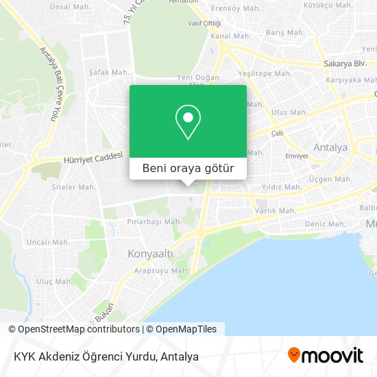 KYK Akdeniz Öğrenci Yurdu harita