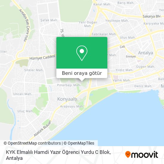 KYK Elmalılı Hamdi Yazır Öğrenci Yurdu C Blok harita