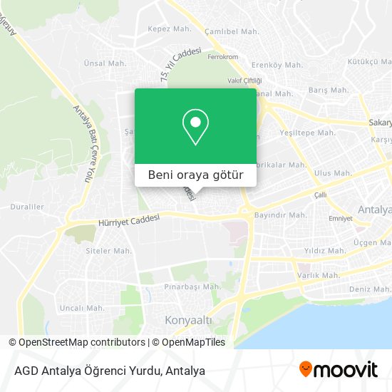 AGD Antalya Öğrenci Yurdu harita