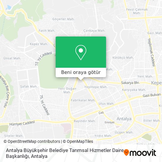 Antalya Büyükşehir Belediye Tarımsal Hizmetler Daire Başkanlığı harita