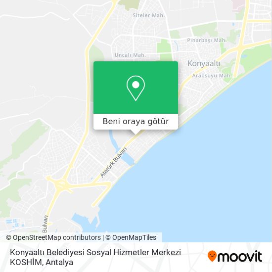 Konyaaltı Belediyesi Sosyal Hizmetler Merkezi KOSHİM harita