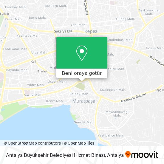 Antalya Büyükşehir Belediyesi Hizmet Binası harita