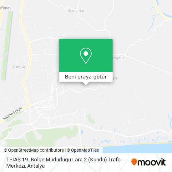 TEİAŞ 19. Bölge Müdürlüğü Lara 2 (Kundu) Trafo Merkezi harita