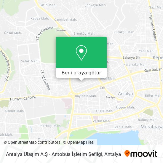 Antalya Ulaşım A.Ş - Antobüs İşletim Şefliği harita