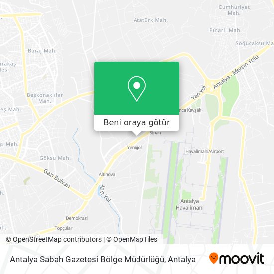 Antalya Sabah Gazetesi Bölge Müdürlüğü harita