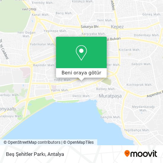 Beş Şehitler Parkı harita