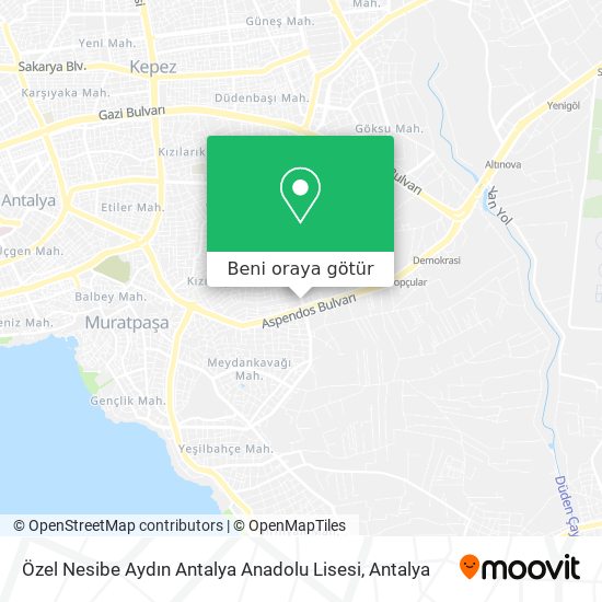 Özel Nesibe Aydın Antalya Anadolu Lisesi harita