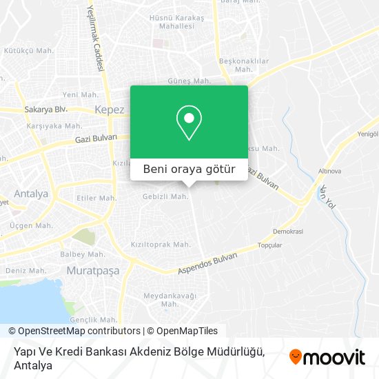 Yapı Ve Kredi Bankası Akdeniz Bölge Müdürlüğü harita
