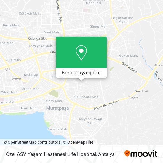 Özel ASV Yaşam Hastanesi Life Hospital harita