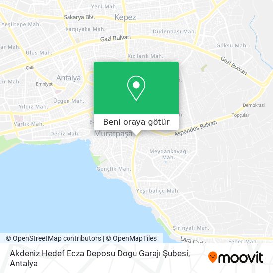 Akdeniz Hedef Ecza Deposu Dogu Garajı Şubesi harita
