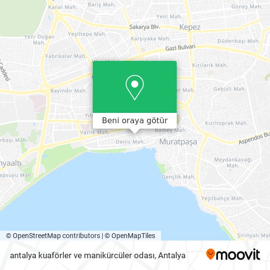 antalya kuaförler ve manikürcüler odası harita