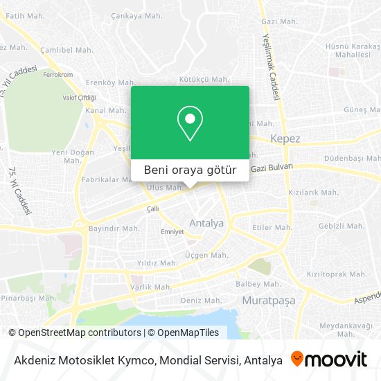 Akdeniz Motosiklet Kymco, Mondial Servisi harita