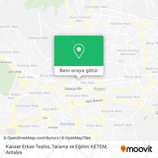 Kanser Erken Teşhis, Tarama ve Eğitim KETEM harita