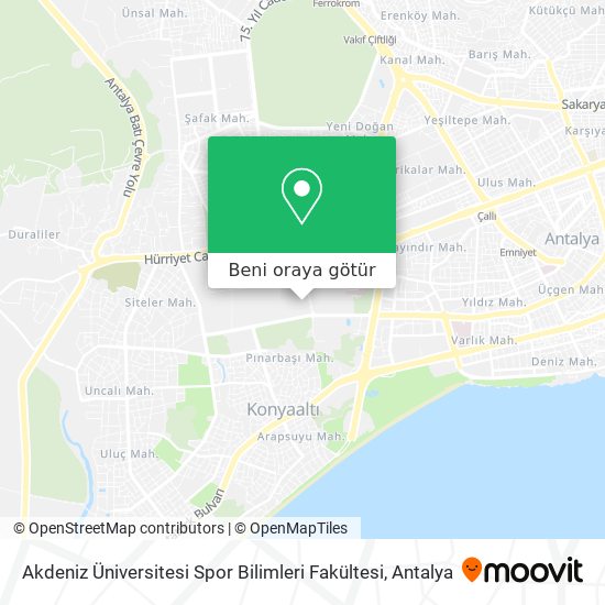 Akdeniz Üniversitesi Spor Bilimleri Fakültesi harita