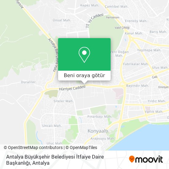 Antalya Büyükşehir Belediyesi İtfaiye Daire Başkanlığı harita