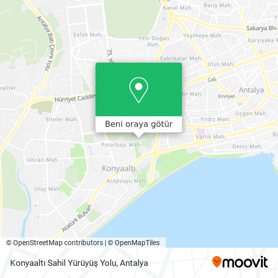 Konyaaltı Sahil Yürüyüş Yolu harita