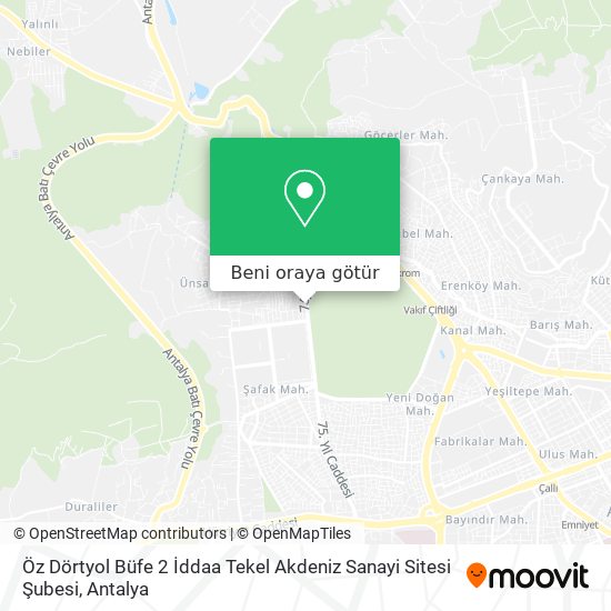 Öz Dörtyol Büfe 2 İddaa Tekel  Akdeniz Sanayi Sitesi Şubesi harita
