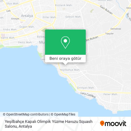 Yeşilbahçe Kapalı Olimpik Yüzme Havuzu Squash Salonu harita
