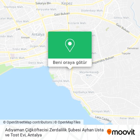 Adıyaman Çiğköftecisi Zerdalilik Şubesi Ayhan Usta ve Tost Evi harita