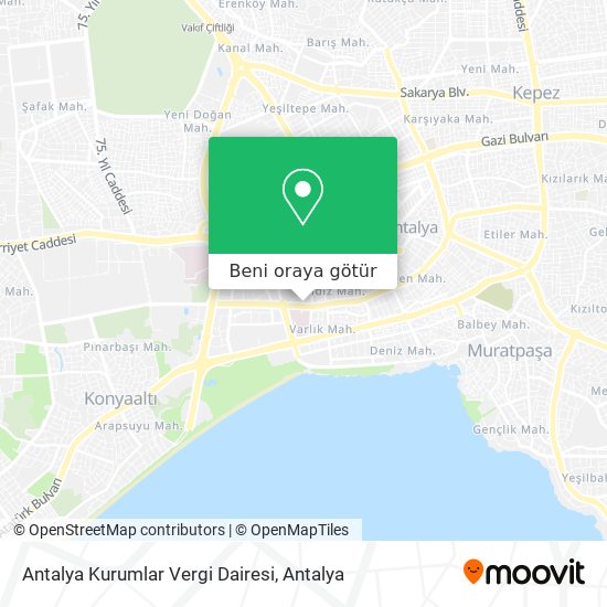 Antalya Kurumlar Vergi Dairesi harita