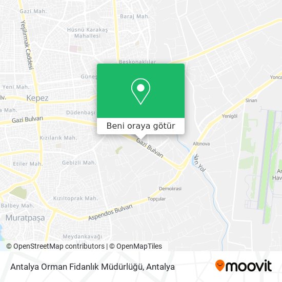 Antalya Orman Fidanlık Müdürlüğü harita