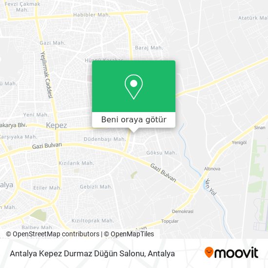 Antalya Kepez Durmaz Düğün Salonu harita