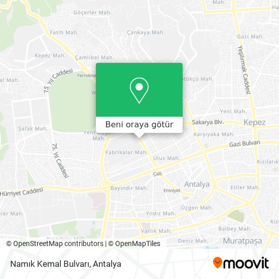Namık Kemal Bulvarı harita