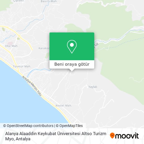 Alanya Alaaddin Keykubat Üniversitesi Altso Turizm Myo harita