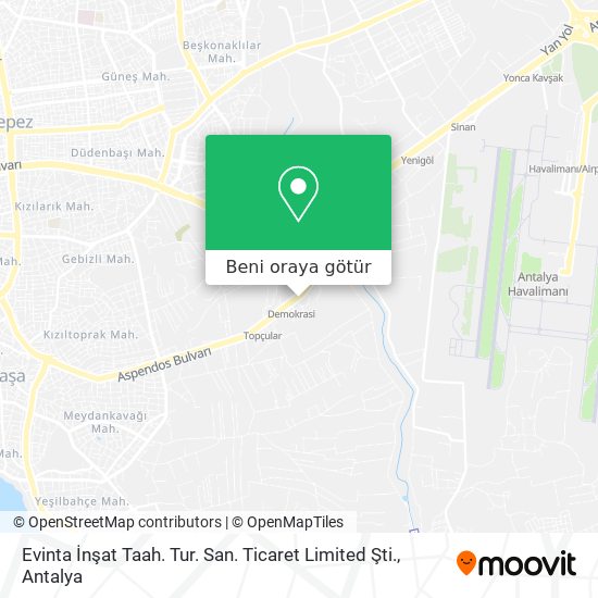 Evinta İnşat Taah. Tur. San. Ticaret Limited Şti. harita