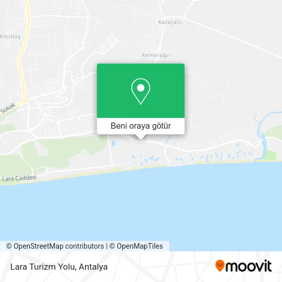 Lara Turizm Yolu harita
