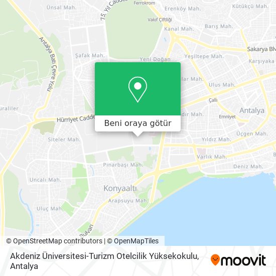 Akdeniz Üniversitesi-Turizm Otelcilik Yüksekokulu harita