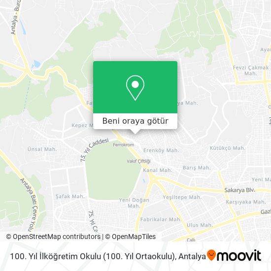 100. Yıl İlköğretim Okulu (100. Yıl Ortaokulu) harita