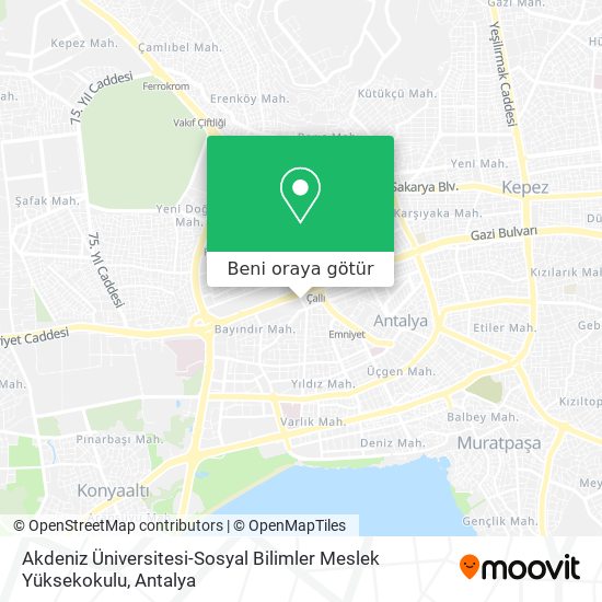 Akdeniz Üniversitesi-Sosyal Bilimler Meslek Yüksekokulu harita